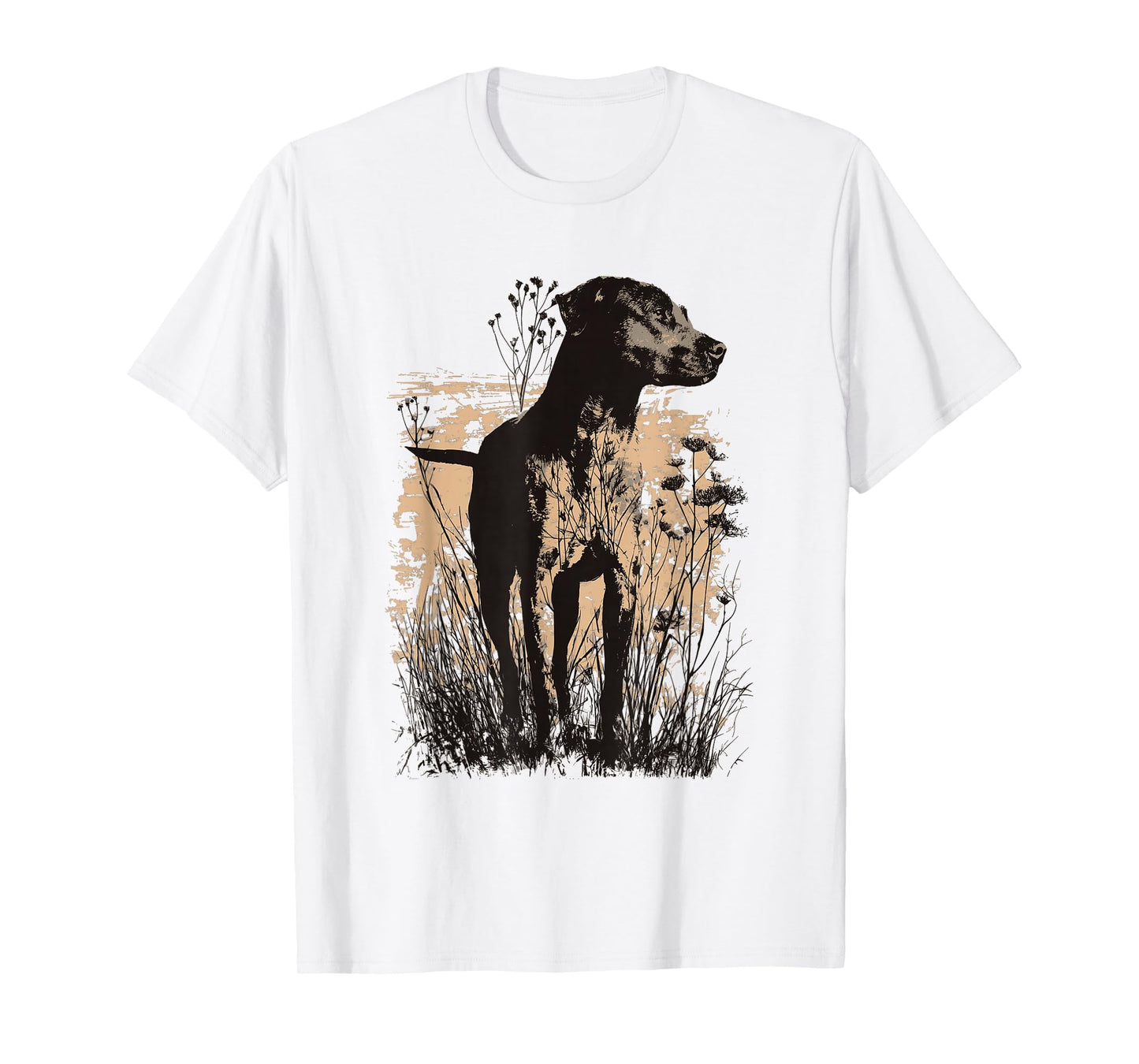 Wild Grass Lab Pit Mix Dog Countryside Art Design T-Shirt