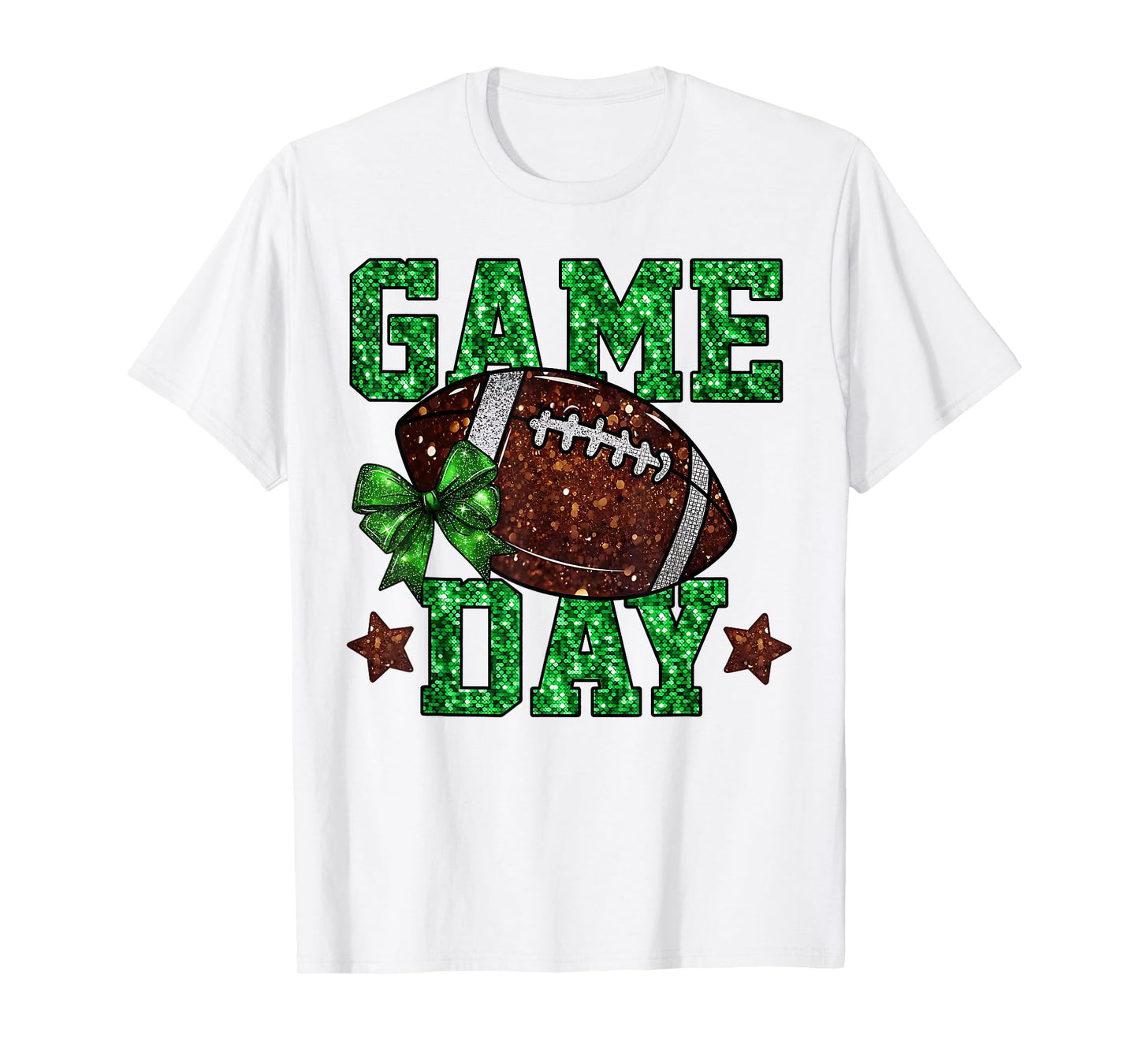 Game Day Touchdown Football Mom Girls Go Cheer Green T-Shirt