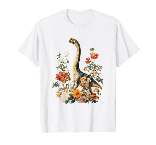 Cute Cottagecore Trex Dinosaur Flower Botanical Vintage T-Shirt