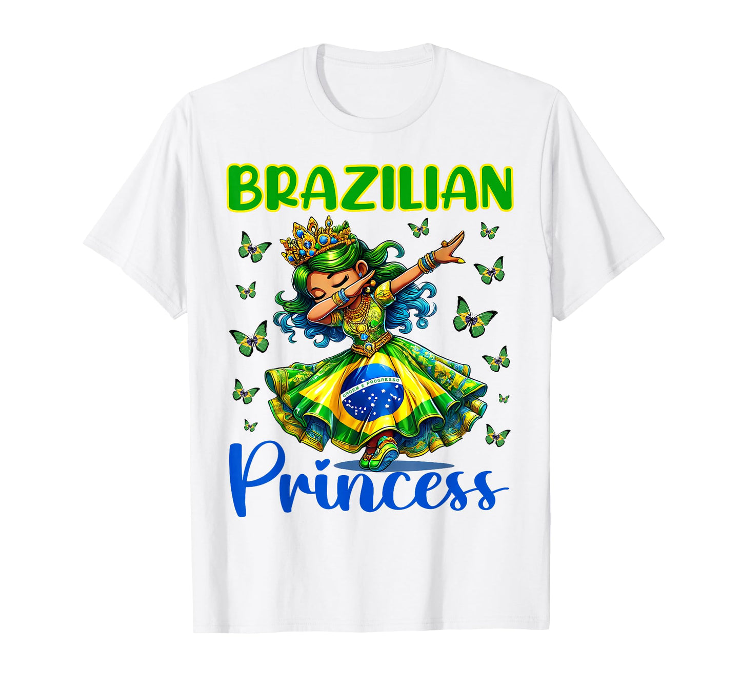 Brazilian Princess Dab Girl Flag Dress Heritage Girls Kids T-Shirt