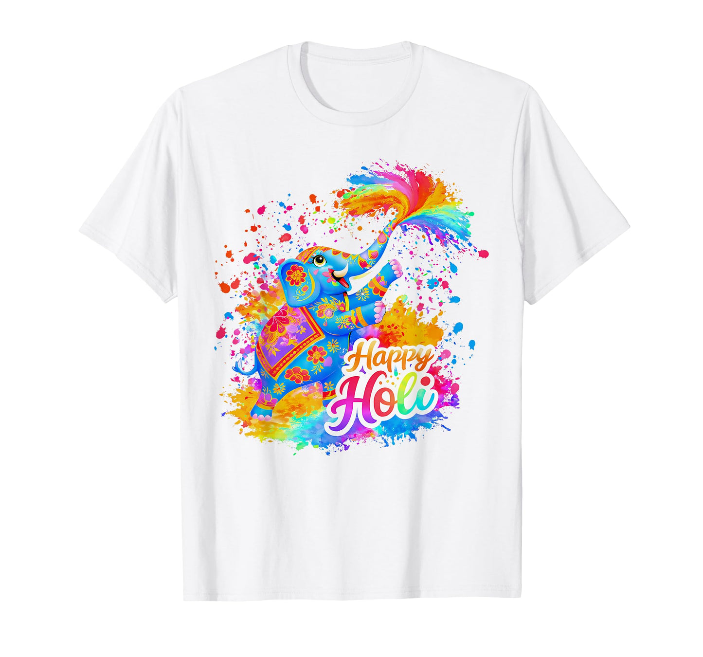 Happy Holi 2026 Kids India Hindu Colorful Elephant Festival T-Shirt