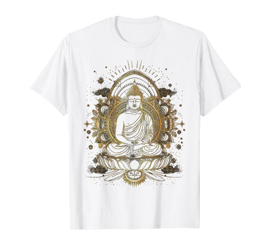 golden buddha yoga meditation spiritual in nature T-Shirt