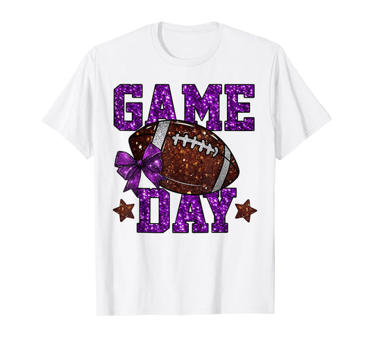 Game Day Touchdown Football Mom Girls Go Cheer Purple T-Shirt