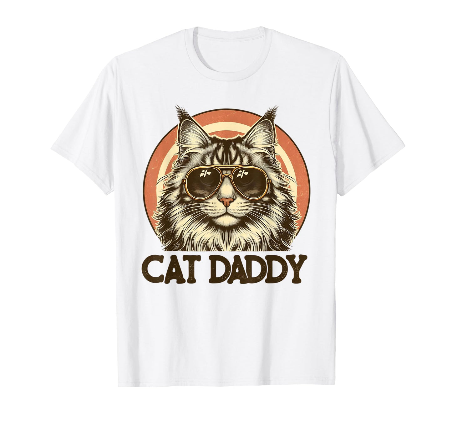 Cat Daddy Cool Maine Coon Cat Father's Day Retro Cat Dad T-Shirt for Men Women Kids