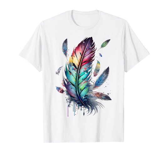 Colorful feathers boho style, bird, Native Americans, symbol T-Shirt