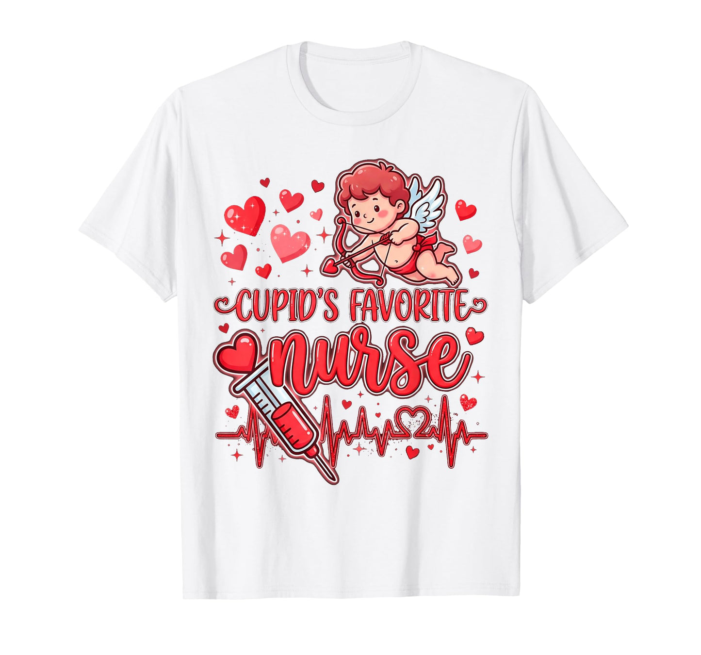 Cute Cupid’s Favorite Nurse Valentine Nursing Hearts Nurses T-Shirt