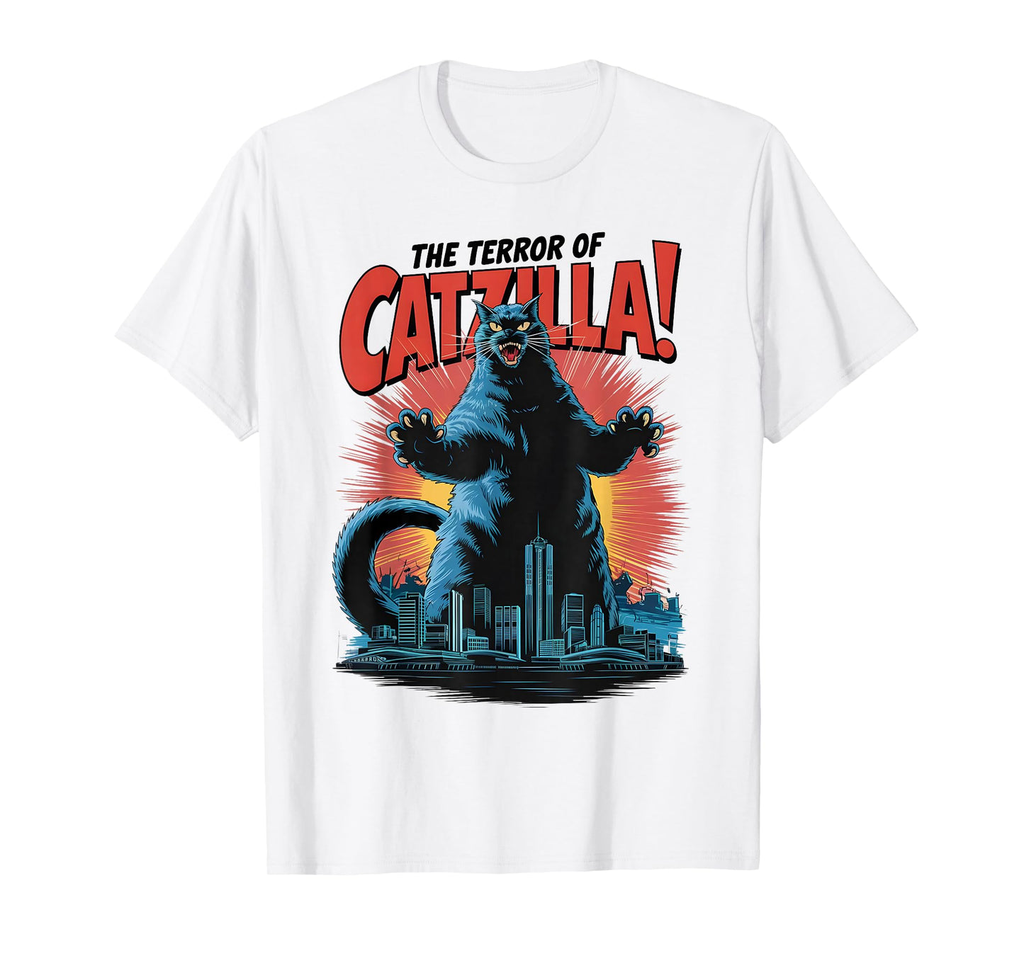 Terror of Vintage Catzilla Cat Tshirt Spooky Cat Halloween Men Women Kids T-Shirt