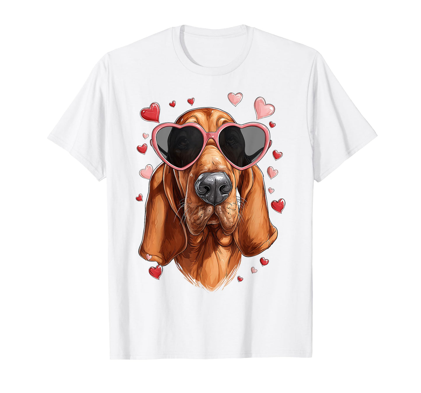 Bloodhound Dog Valentine's Day Heart Sunglasses T-Shirt