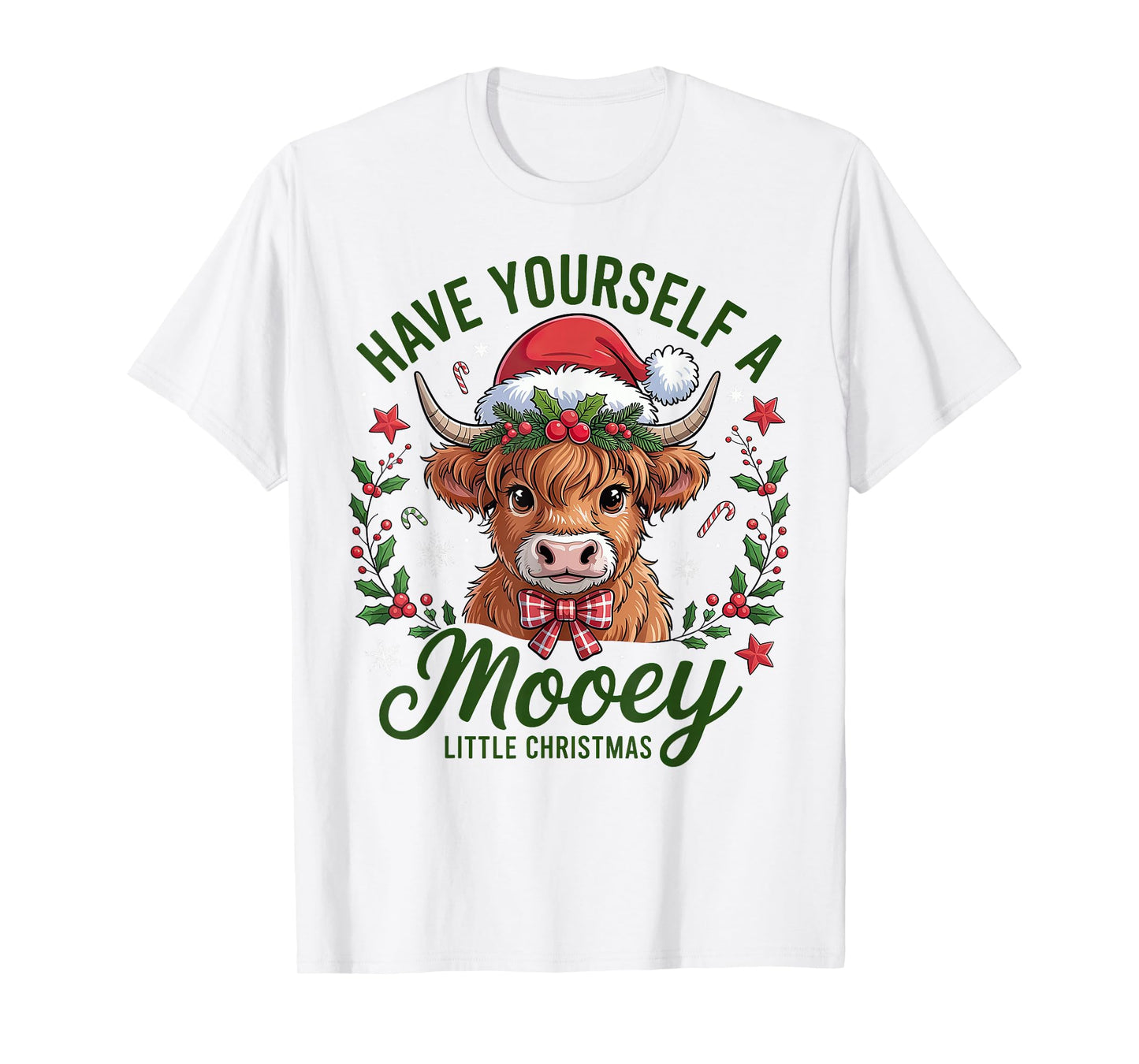 Have Yourself A Mooey Little Christmas Highland Cow Santa T-Shirt
