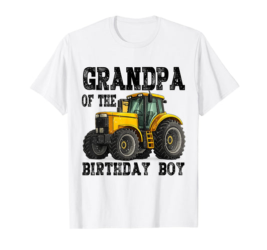 Grandpa of The Birthday Boy Family Tractors Farm Trucks T-Shirt