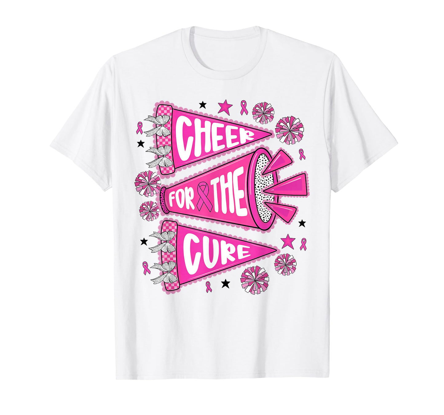 Cheer for The Cure Pennant Cheer Breast Cancer Awareness T-Shirt