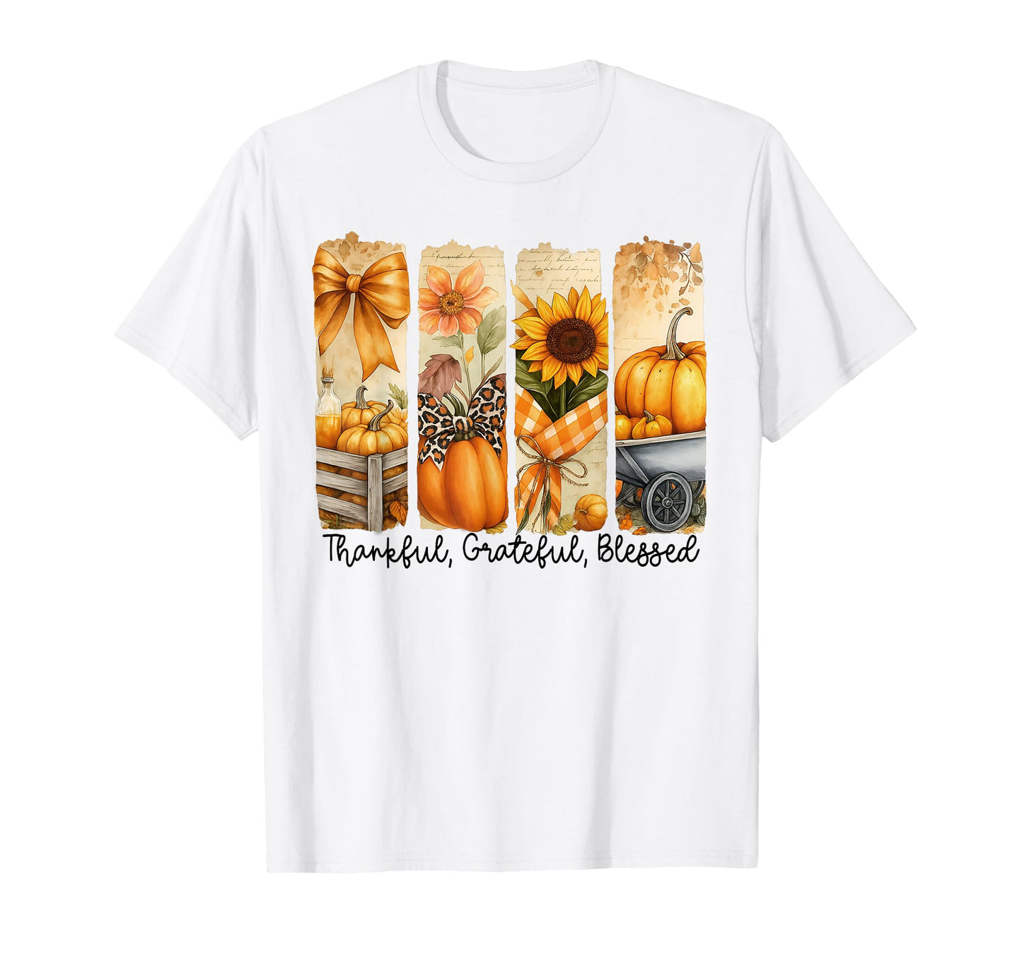 Thankful Grateful Blessed Shirts Pumpkin Thanksgiving Womens T-Shirt