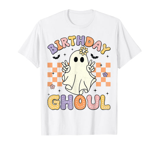 Birthday Ghoul Ghost Groovy Funny Halloween Birthday Party T-Shirt