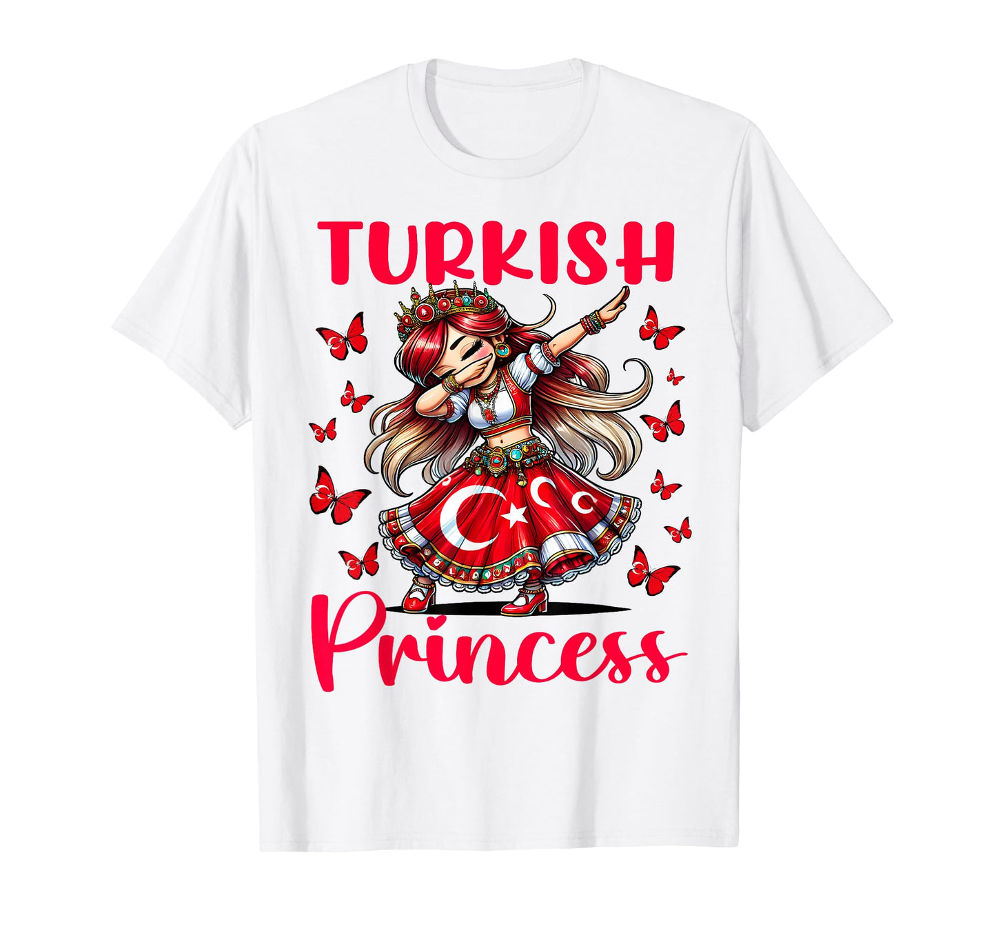 Turkish Princess Dab Girl Flag Dress Cultural Souvenir Kids T-Shirt