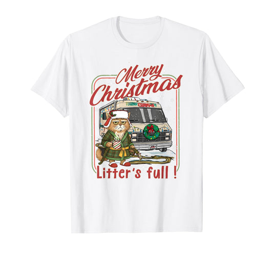 Litter's Full Merry Christmas Funny Cat Lovers Holidays Xmas T-Shirt