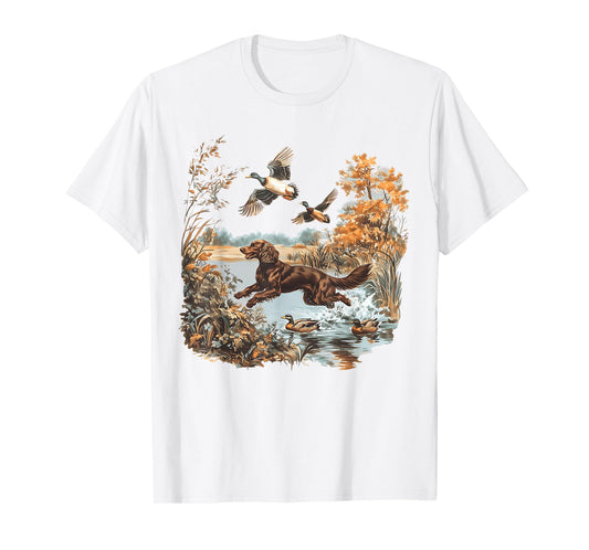 Vintage Retro Boykin Spaniel Hunting Mallard Ducks Hunter T-Shirt
