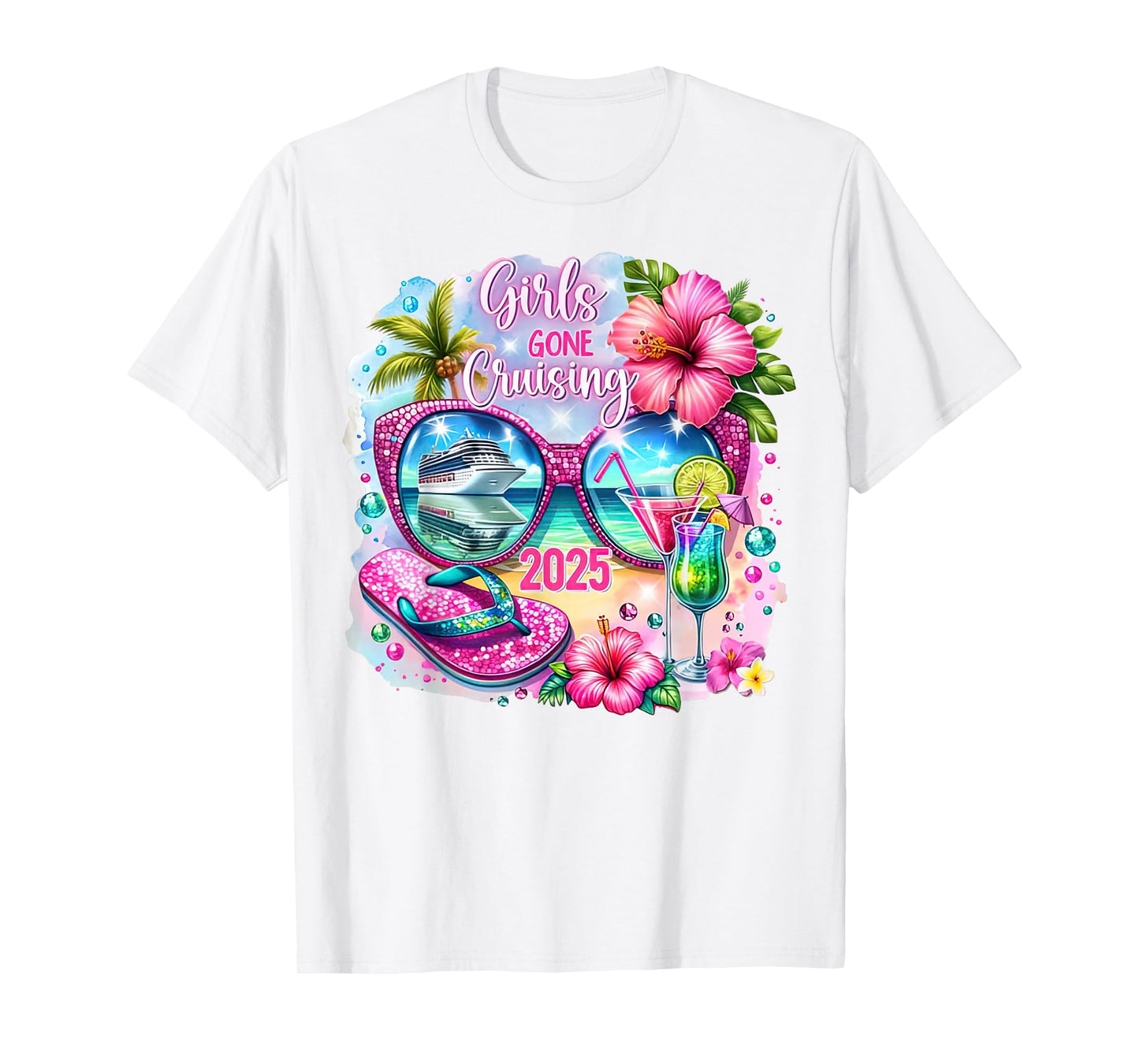 Girls Gone Cruising 2025 Vacation 2025 Tropical Girls Trip T-Shirt