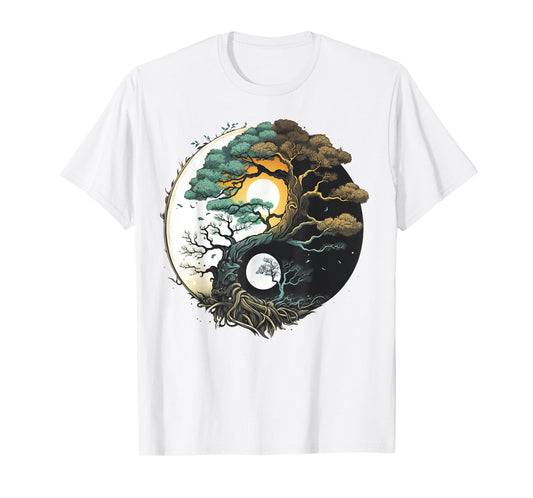 Yin Yang Miniature Tree of Life on Buddhist Bonsai Tree T-Shirt