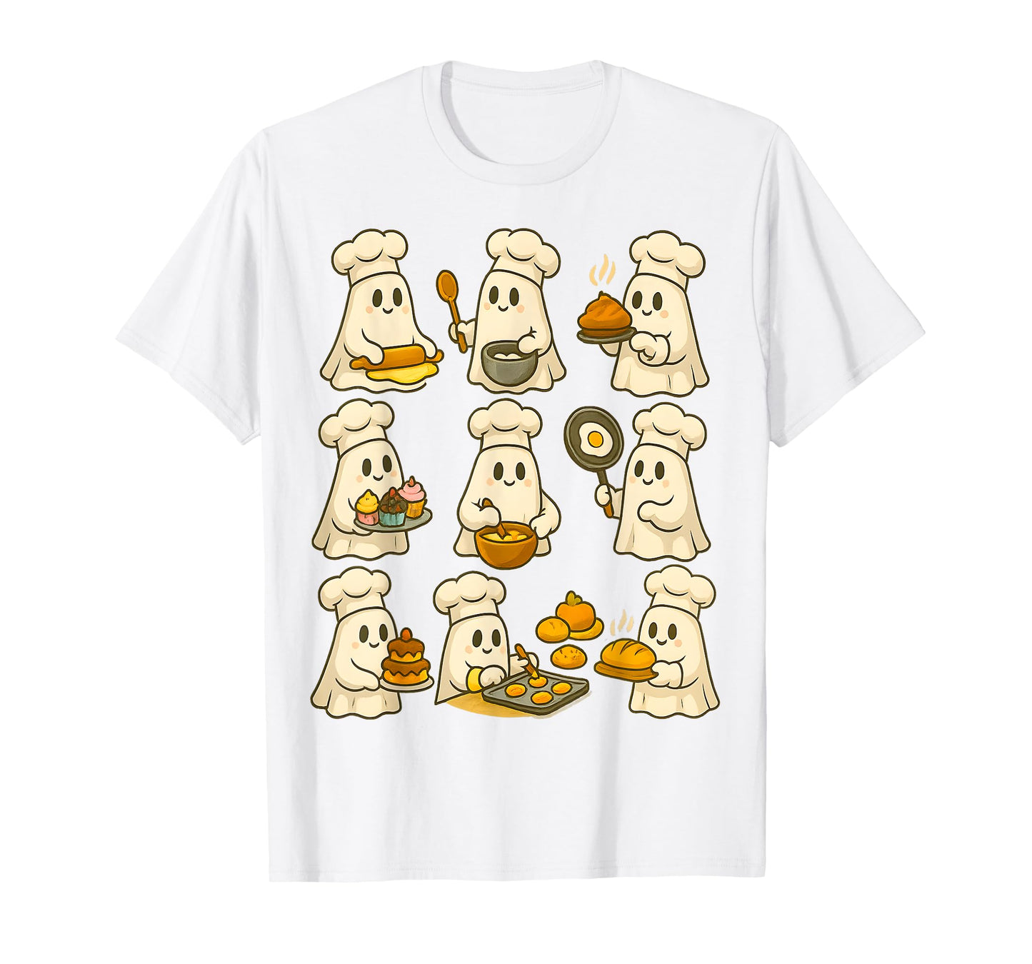 Cute Ghost Baker Halloween Baking for Pastry & Food Lovers T-Shirt