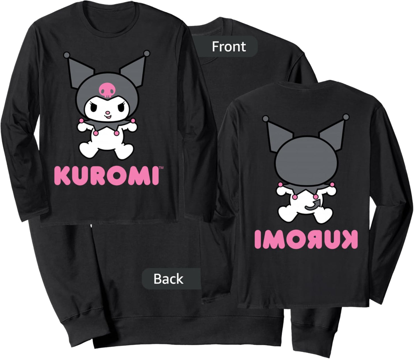 Kuromi Character Front and Back Sweatshirt - Sweatshirt | Black