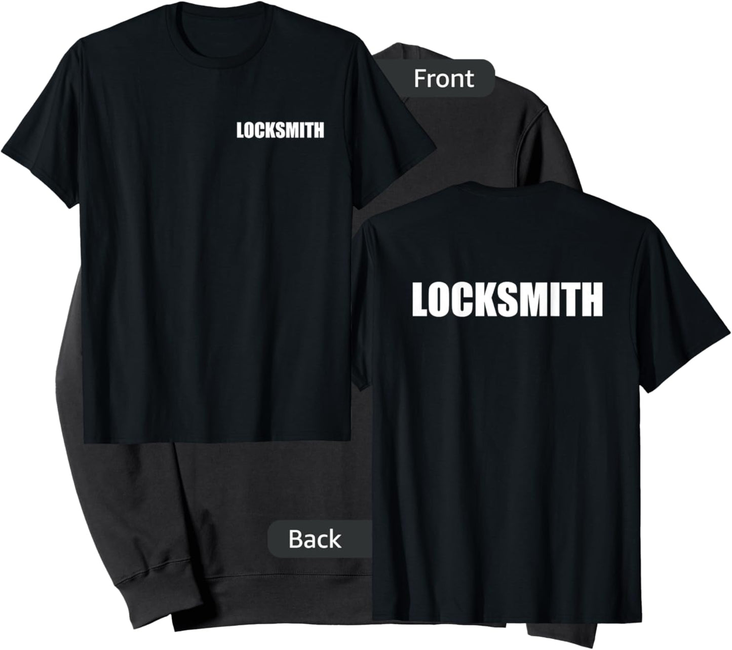 Locksmith Logo Style Front & Back Print Employees Official Sweatshirt - Sweatshirt | Black