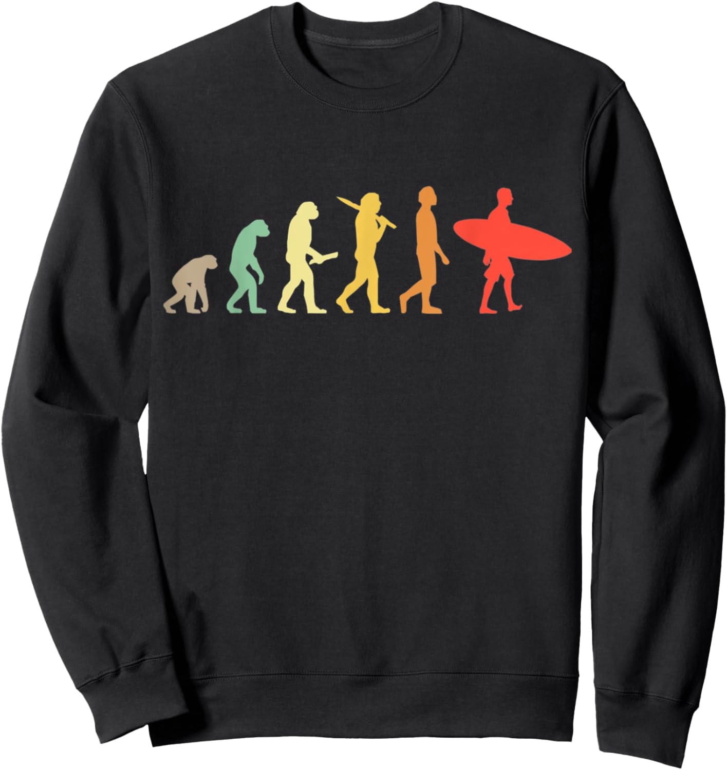 Retro Surfing Evolution Surfers Sweatshirt - Sweatshirt | Black