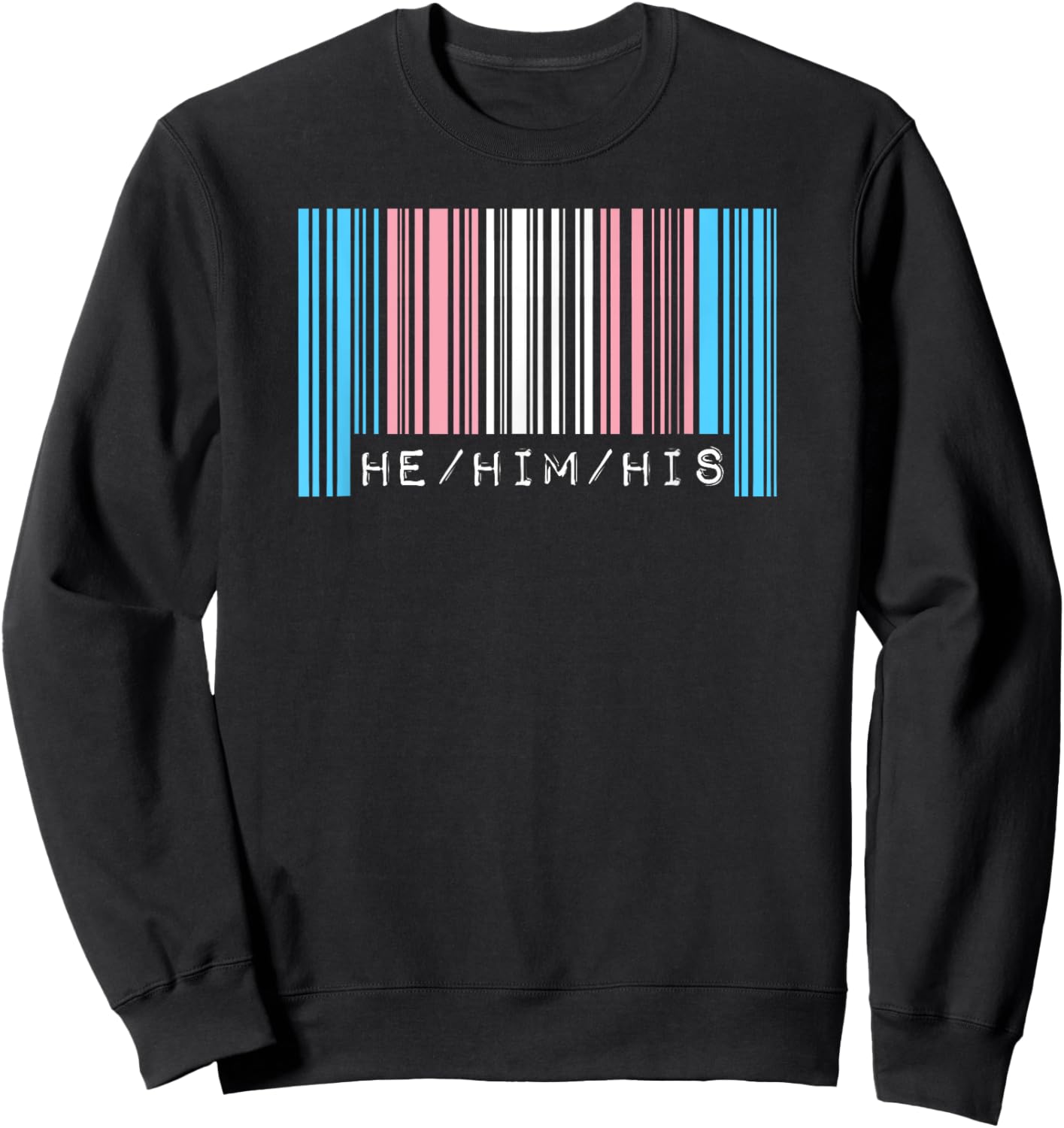 He Him His Pronouns Transgender Pride Flag Barcode Aesthetic Sweatshirt - Sweatshirt | Black