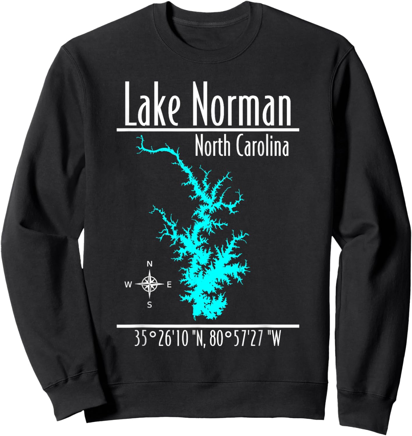Modern Lake Norman, North Carolina Sweatshirt - Sweatshirt | Black
