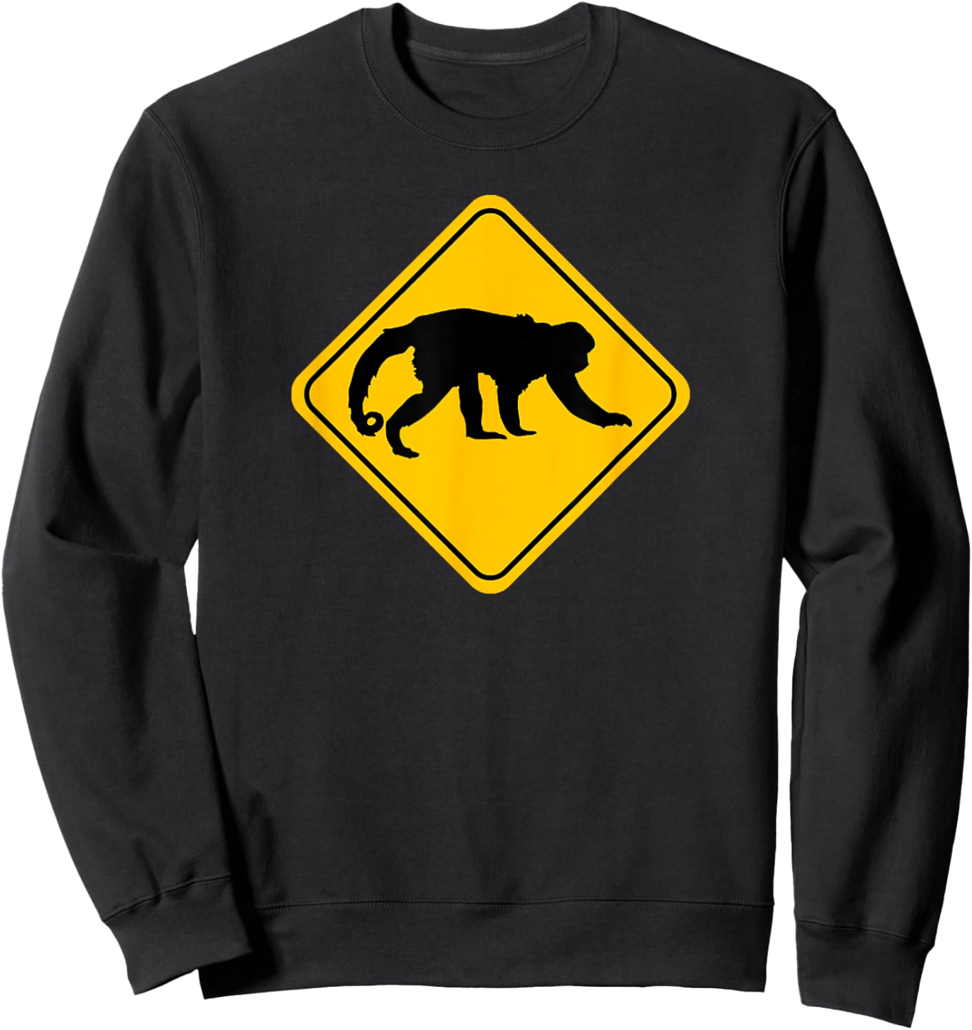 Howler Monkey Crossing Road Sign Classic Minimalist Graphic Sweatshirt - Sweatshirt | Black