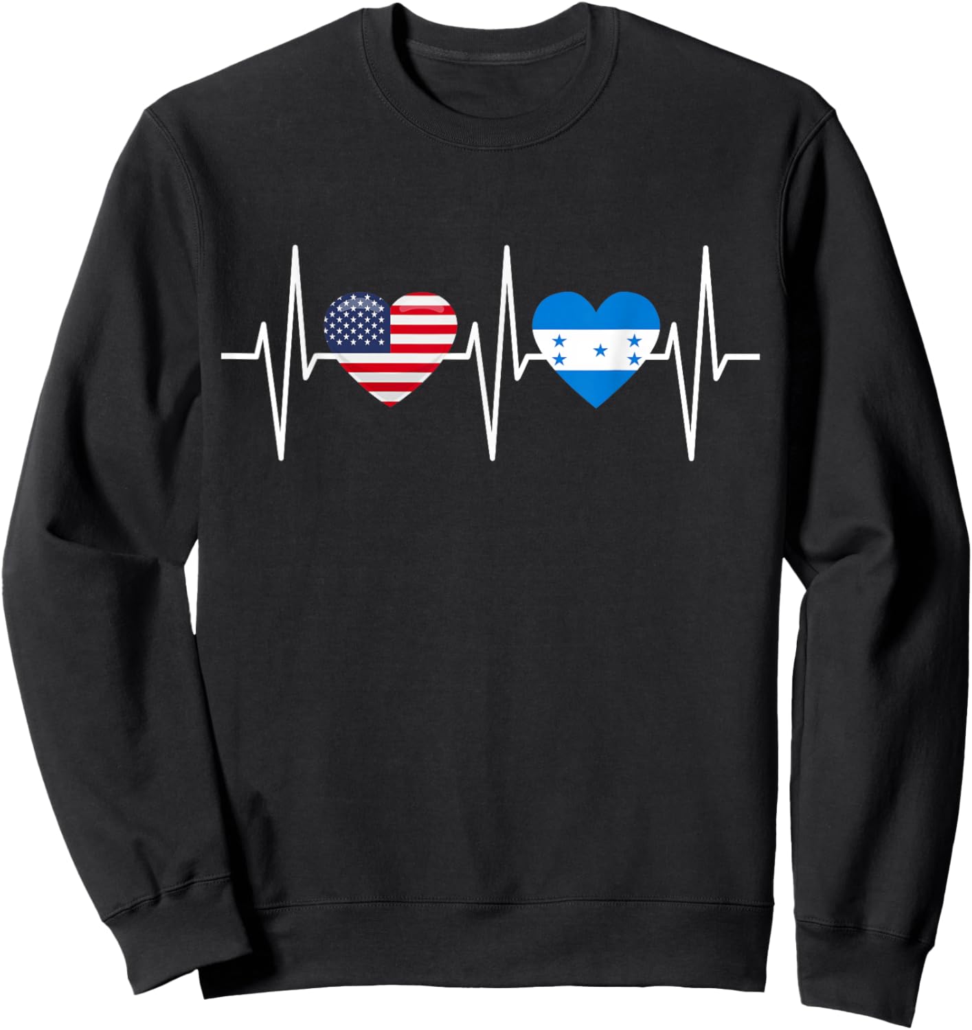 USA Honduras Shirt Heartbeat America Honduran Flag Heart Sweatshirt - Sweatshirt | Black
