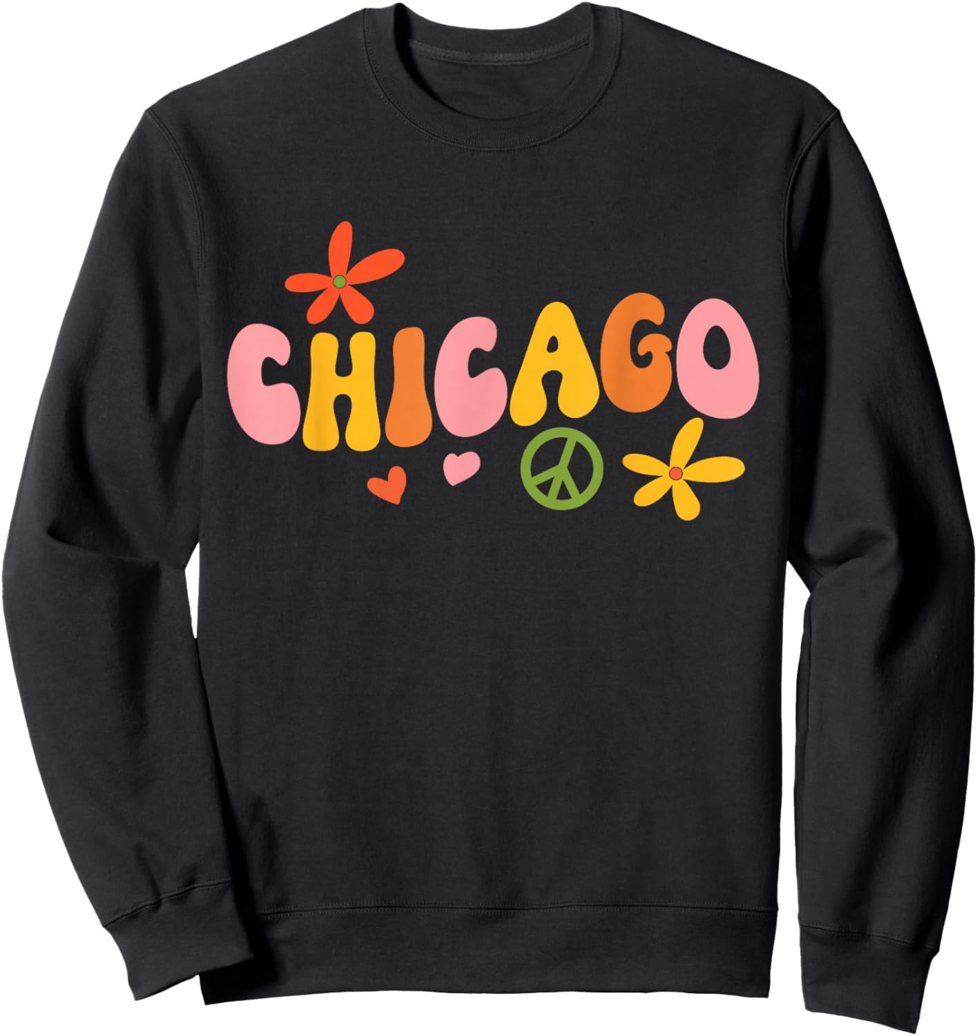 Chicago 70s retro hippie Sweatshirt - Sweatshirt | Black