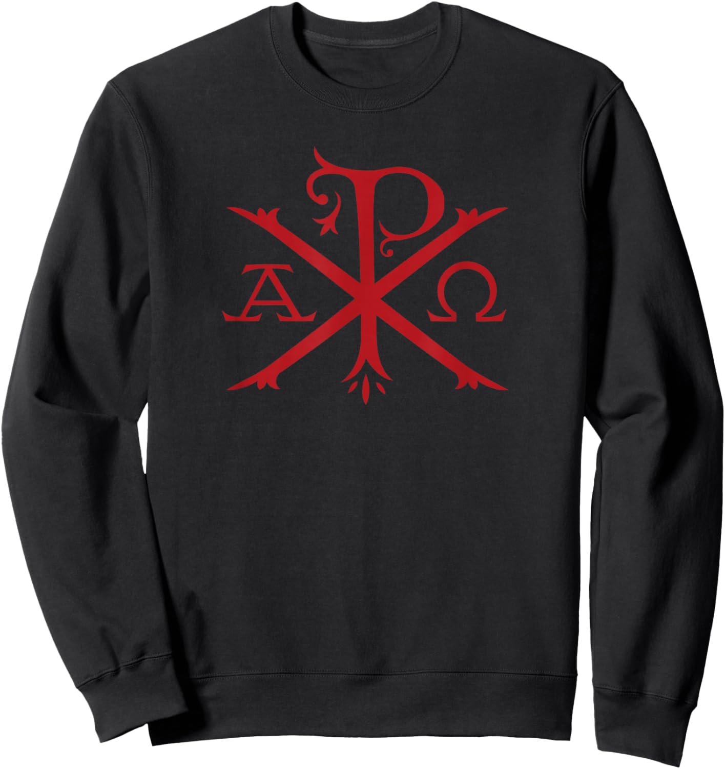 Chi Rho and Alpha Omega Early Christian Symbol Sweatshirt - Sweatshirt | Black
