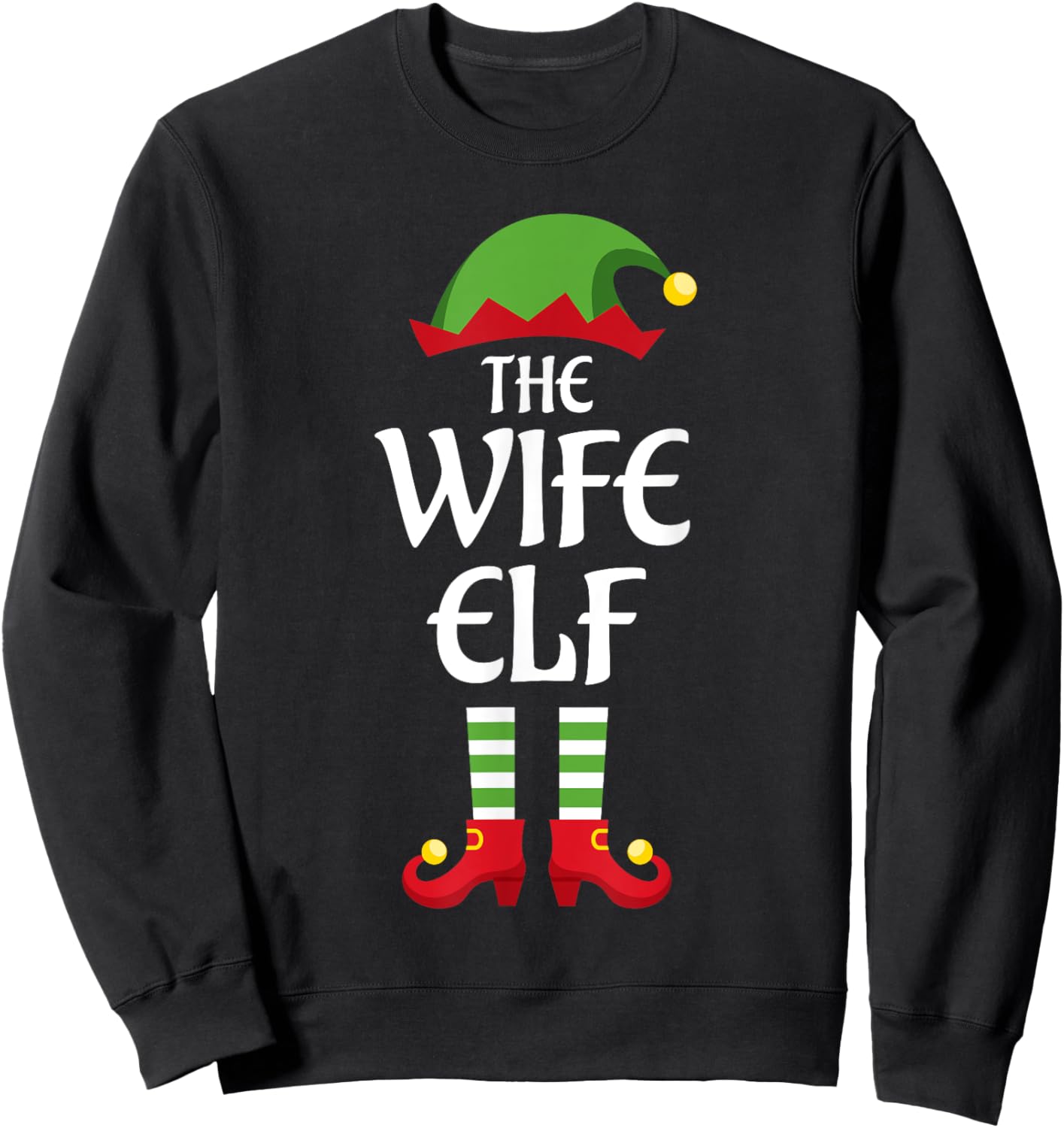 Wife Elf Family Matching Group Christmas Sweatshirt - Sweatshirt | Black