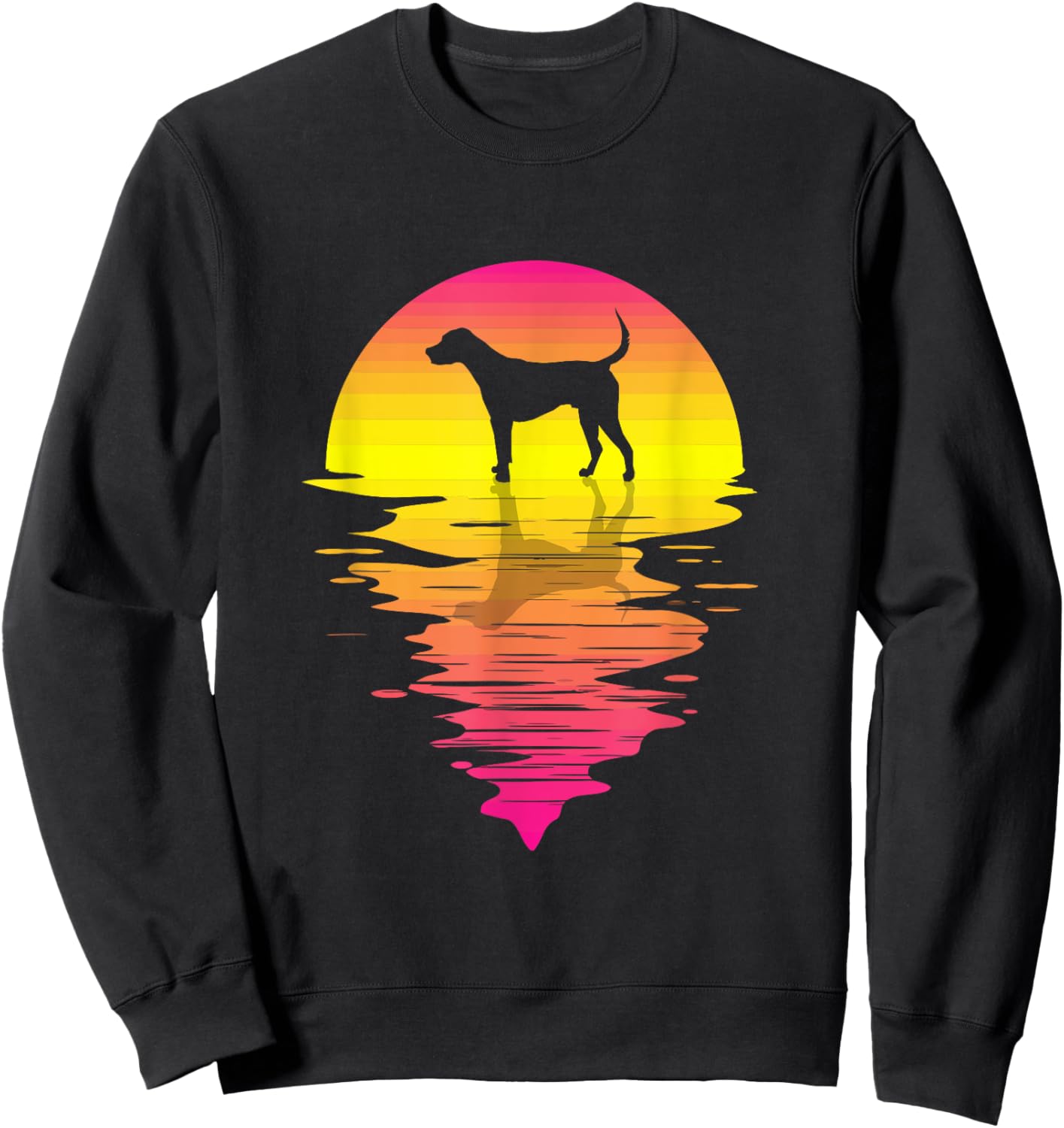 Foxhound Retro Pink 80s Vintage Retro Sunset Foxhound Dog Sweatshirt - Sweatshirt | Black