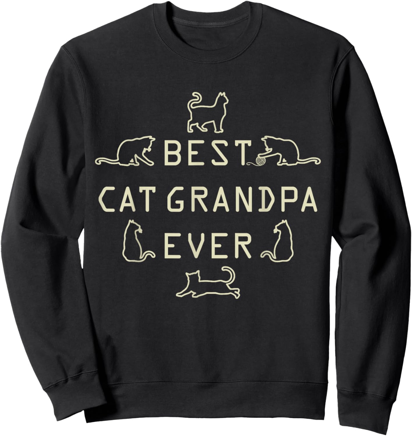 Feline Kitten Cat Grandfather Kitty Grandpa Fathers Day Meow Women Sweatshirt - Sweatshirt | Black