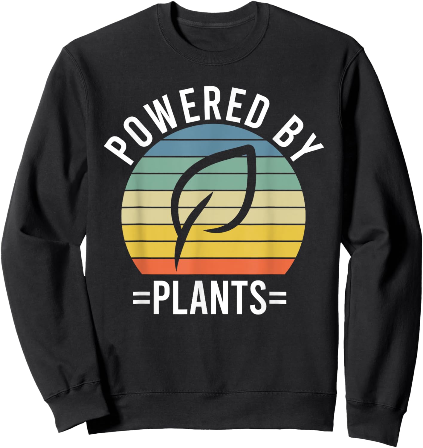 Powered By Plants Vegetarian Vegan Workout Plant Powered Sweatshirt - Sweatshirt | Black