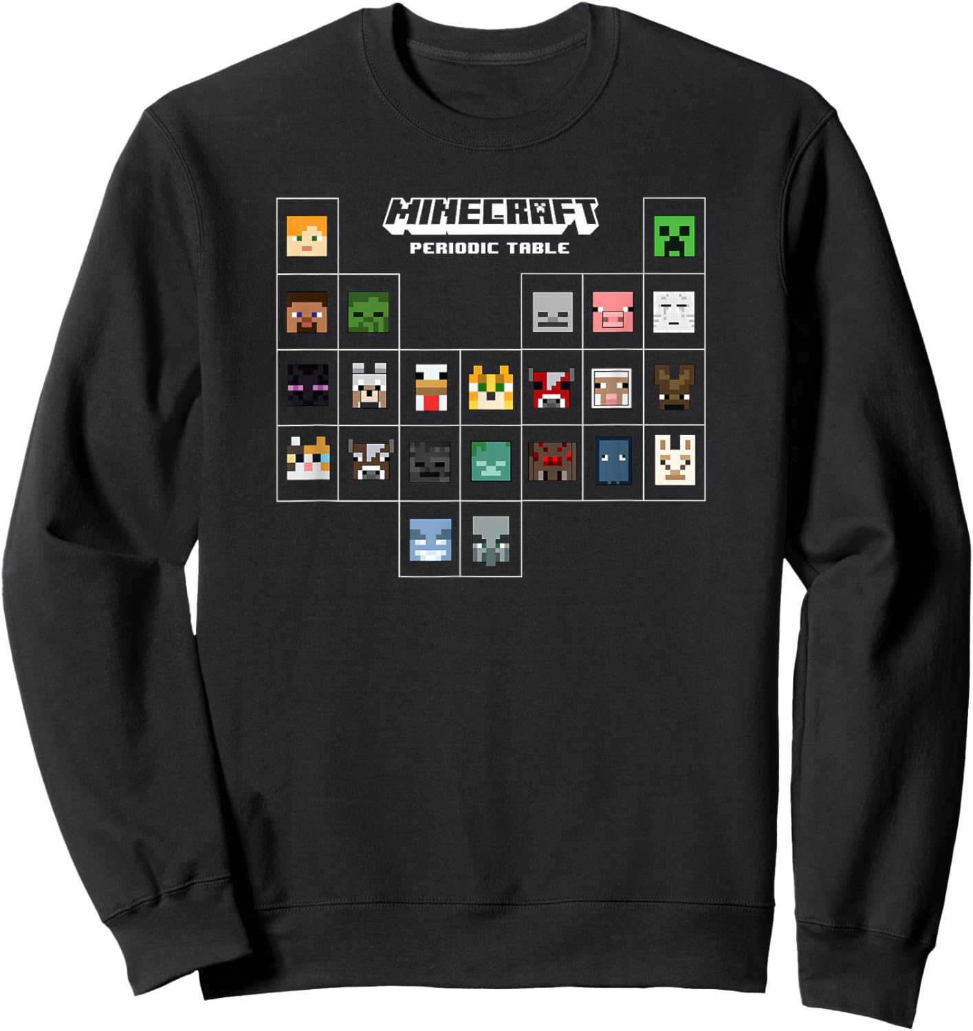Minecraft Periodic Table Character Group Sweatshirt - Sweatshirt | Black