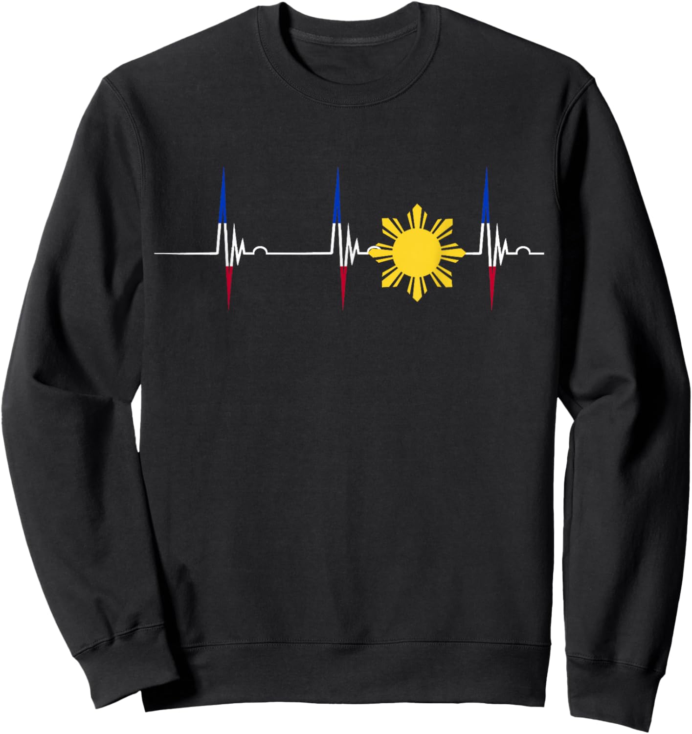 Philippines Heartbeat Pulse EKG Filipino Sun Pilipinas Sweatshirt - Sweatshirt | Black