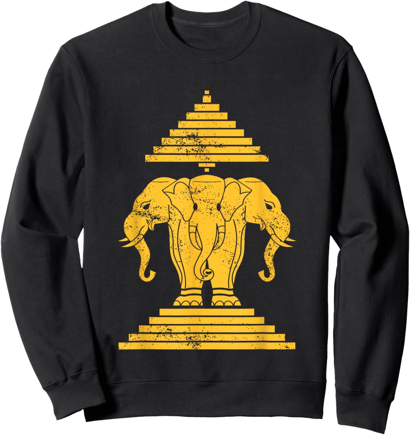 Erawan Three Headed Elephant Kingdom of Laos Sweatshirt - Sweatshirt | Black