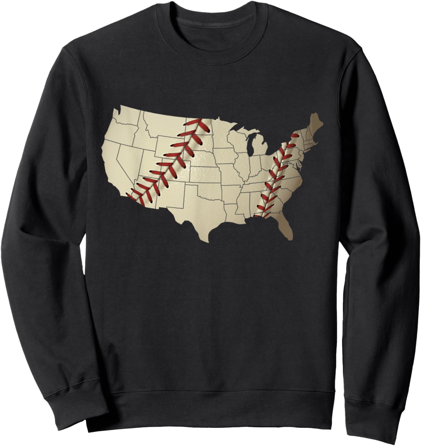 Vintage America BASEBALL Team US Country Ball Map Merica Fan Sweatshirt - Sweatshirt | Black