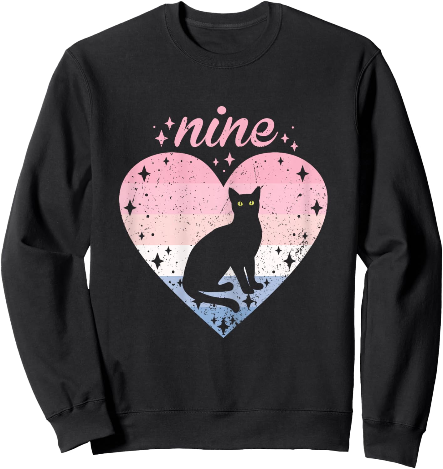 9 Year Old Cute Cat Birthday Girl 9th B-day Sweatshirt - Sweatshirt | Black