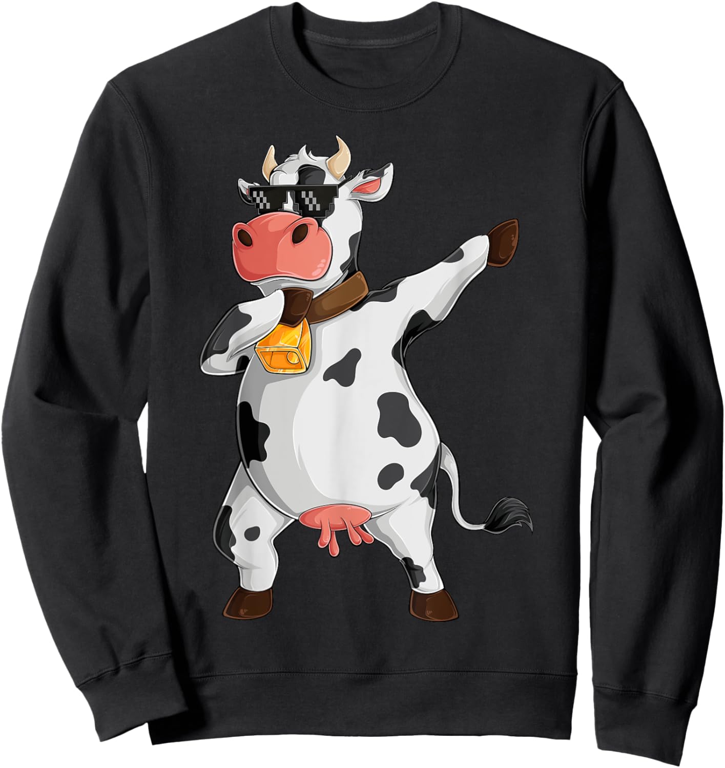 Funny Dabbing Cow Lover Farming Cow Girl Women Boy Men Kids Small Sweatshirt - Sweatshirt | Black