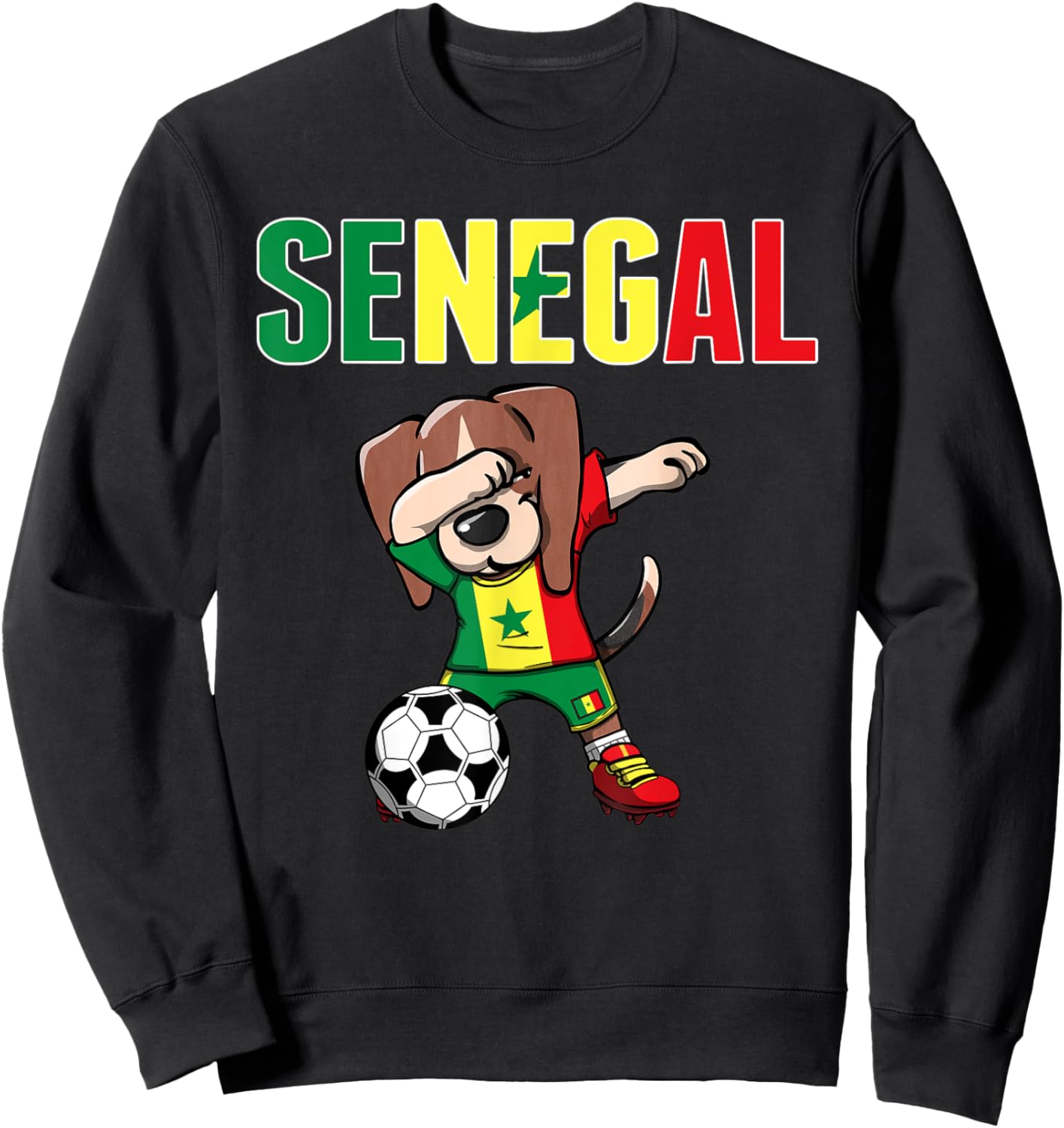 Dabbing Beagle Senegal Soccer Fans Jersey Senegalese Flag Sweatshirt - Sweatshirt | Black