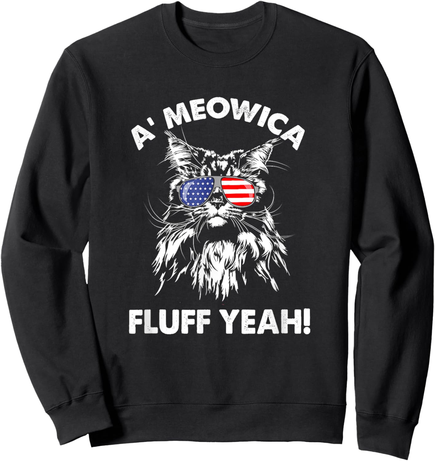 Maine Coon Cat Meowica Shirt Meowica fluff yeah Women Sweatshirt - Sweatshirt | Black