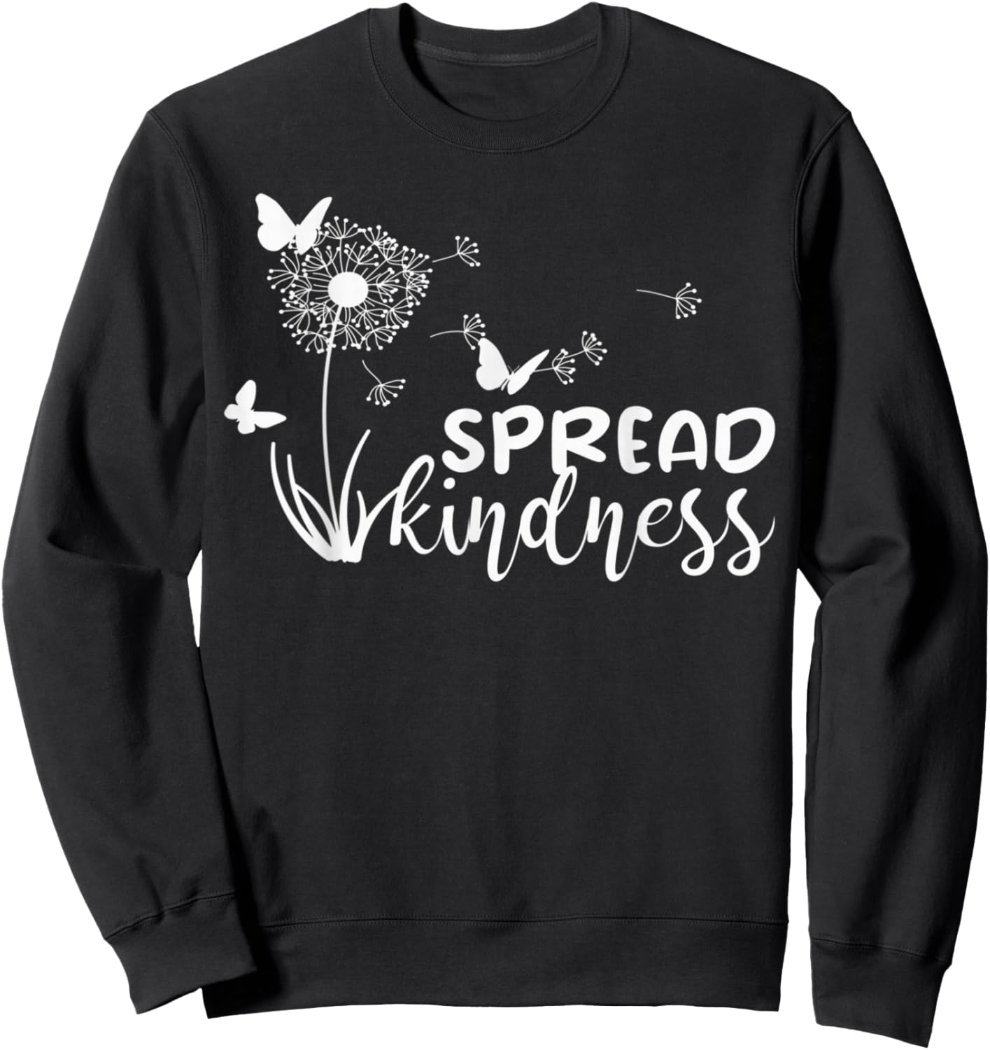 Spread Kindness Summer Dandelion Butterflies Graphic Sweatshirt - Sweatshirt | Black