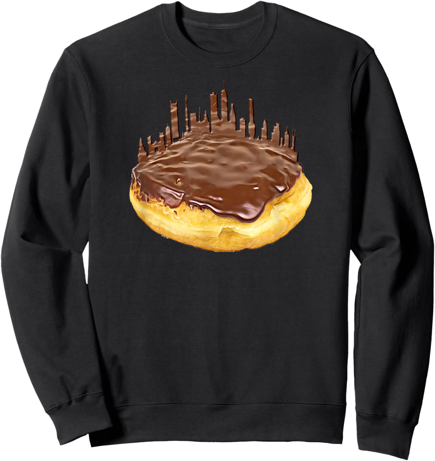 Funny Boston Cream Donut Skyline a Bawston Townie Sweatshirt - Sweatshirt | Black