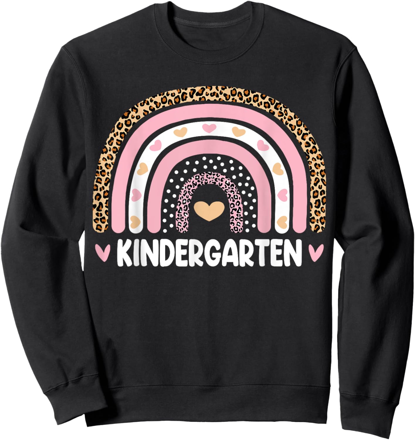 Leopard Rainbow Kindergarten Teachers Funny Back To School Women Girls Kids Sweatshirt - Sweatshirt | Black