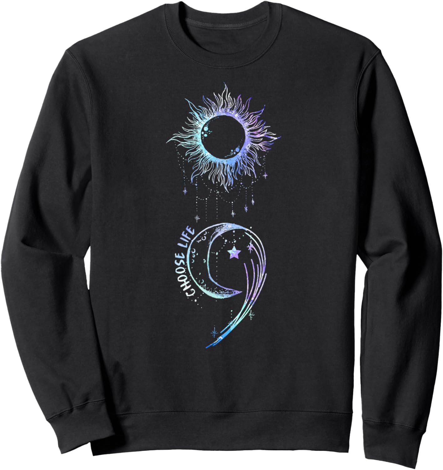 Suicide Prevention Awareness Choose Life Semicolon Gothic Sweatshirt - Sweatshirt | Black