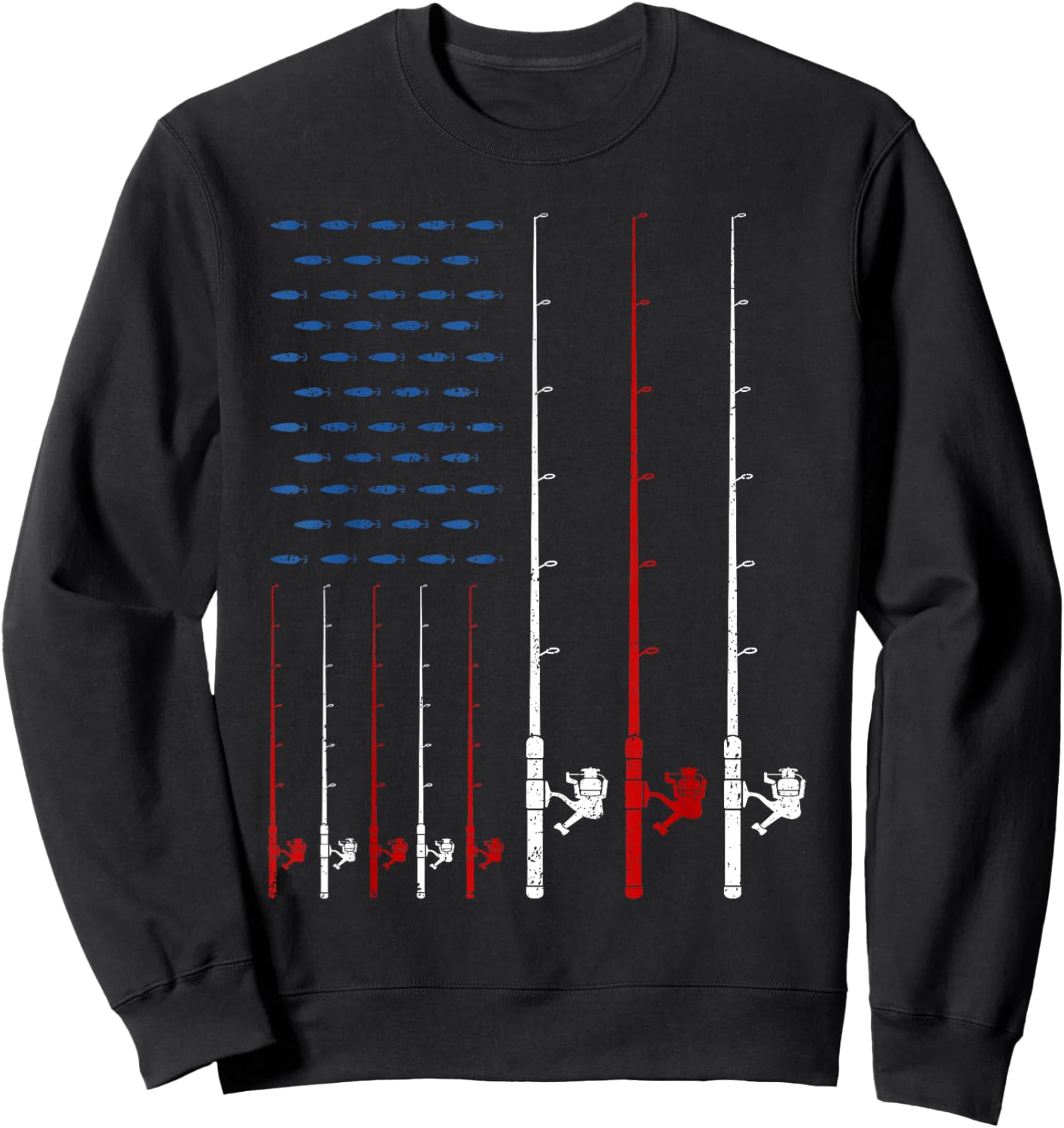 Fishing Rods American Flag Sweatshirt - Sweatshirt | Black