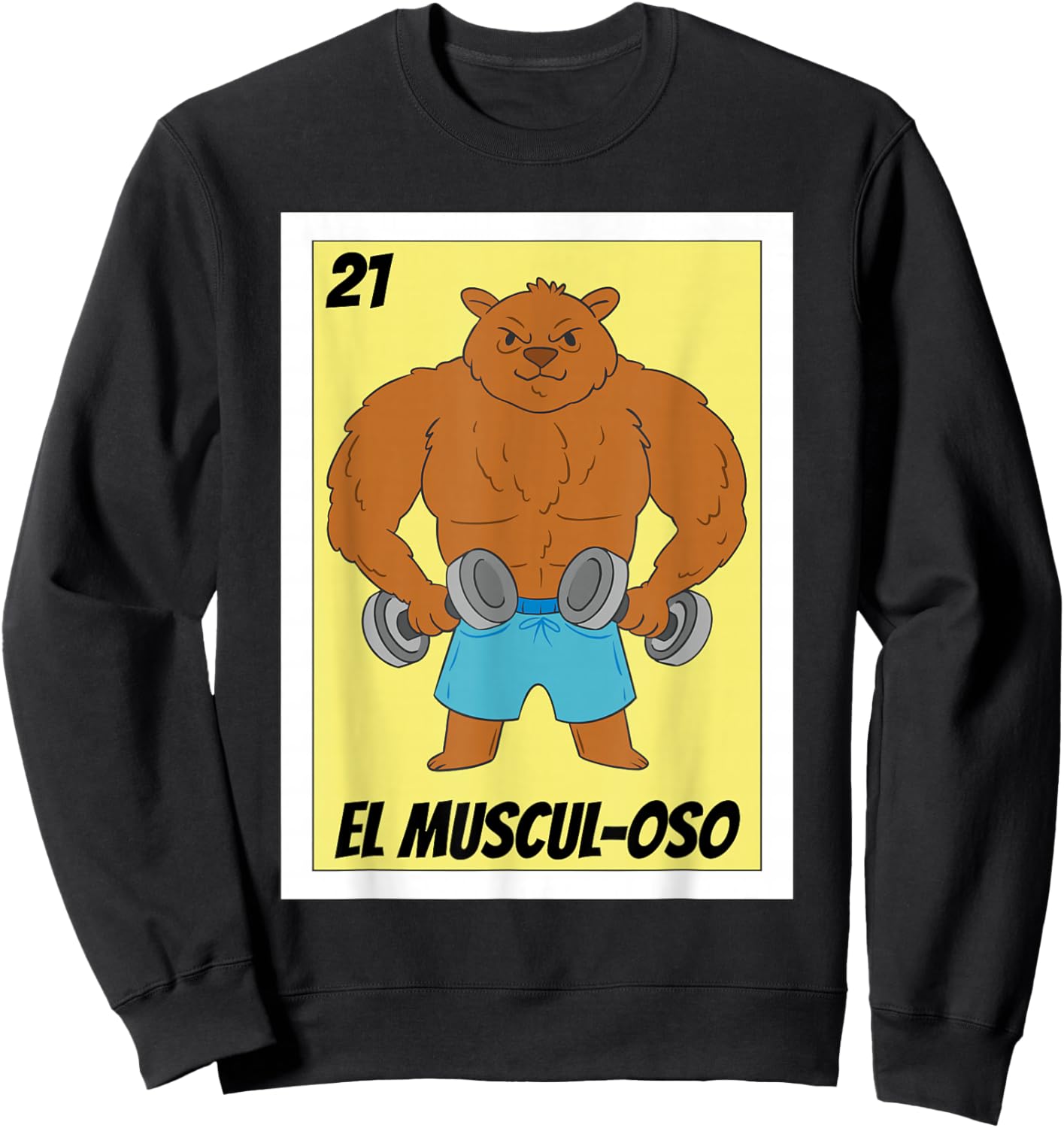 Funny Fitness Mexican Design - El Musculoso Sweatshirt - Sweatshirt | Black